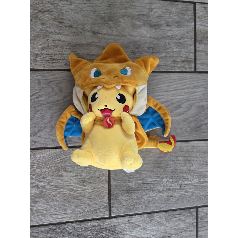 Pokemon‎ Mega Charizard Poncho Pikachu 9" Plush Pokemon Center 2018 Japan Kawaii - Picture 3 of 7